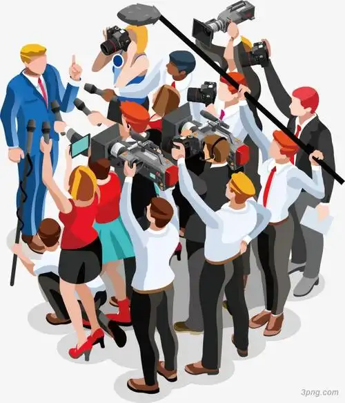 被围观的记者采访png素材透明免抠图片-其他元素
