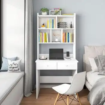 卧室书桌书架一体桌小户型书柜组合学生简约窄写字学习桌家用桌子