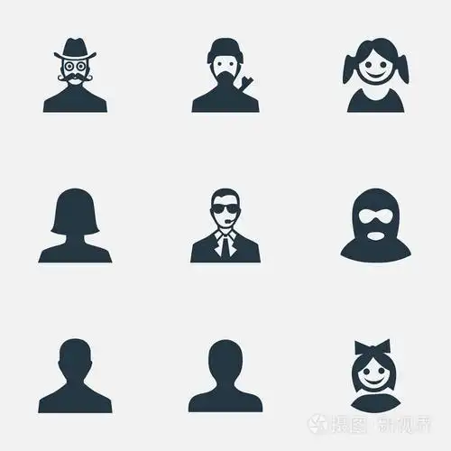 矢量图组的简单头像图标.