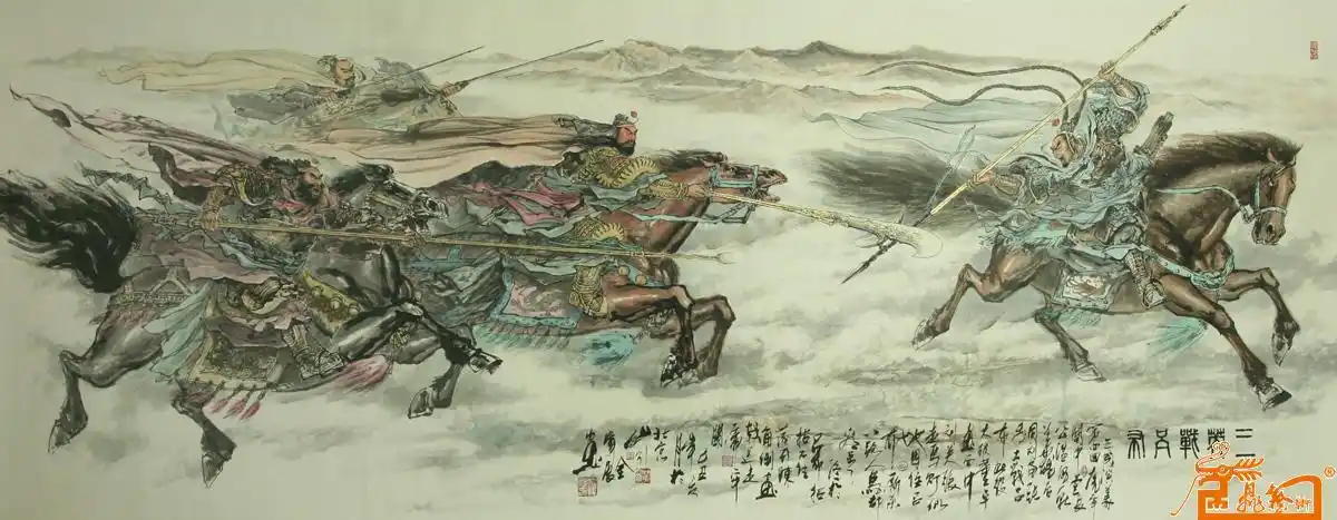 金伟展-三英战吕布 -淘宝-名人字画-书画服务中心,书画销售中心,书画