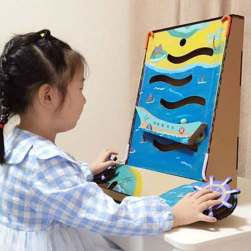 海盗船科学区幼儿园自制玩教具手工制作教玩具 diy儿童纸板材料包