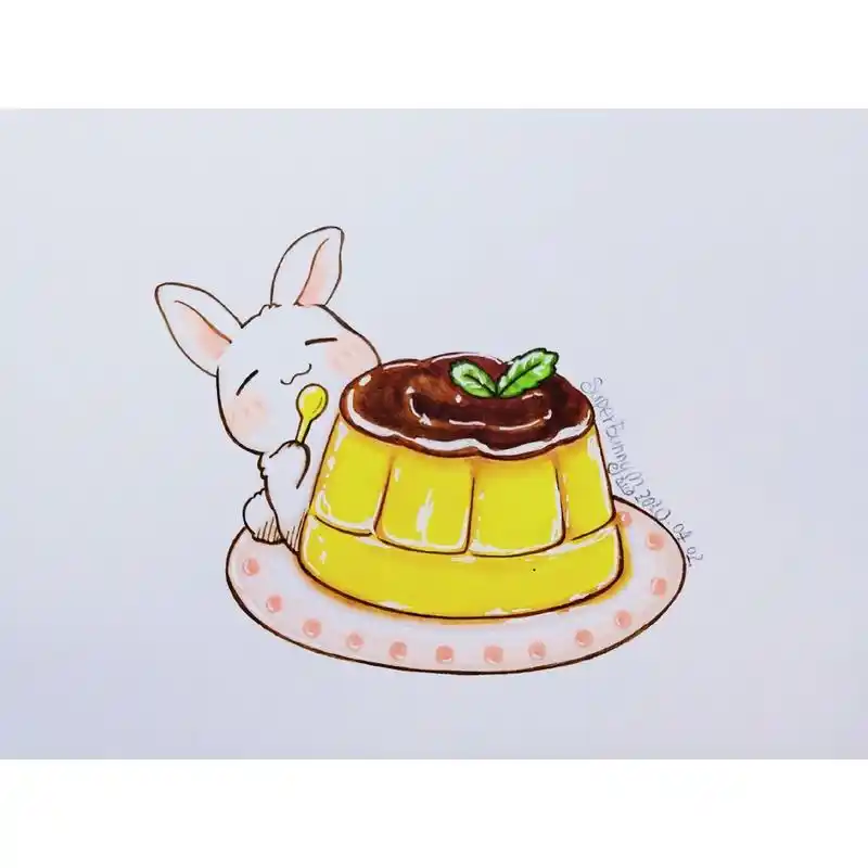 叮咚~ 您点的蛋味焦糖布丁来啦~ 92929292 #简笔画教程