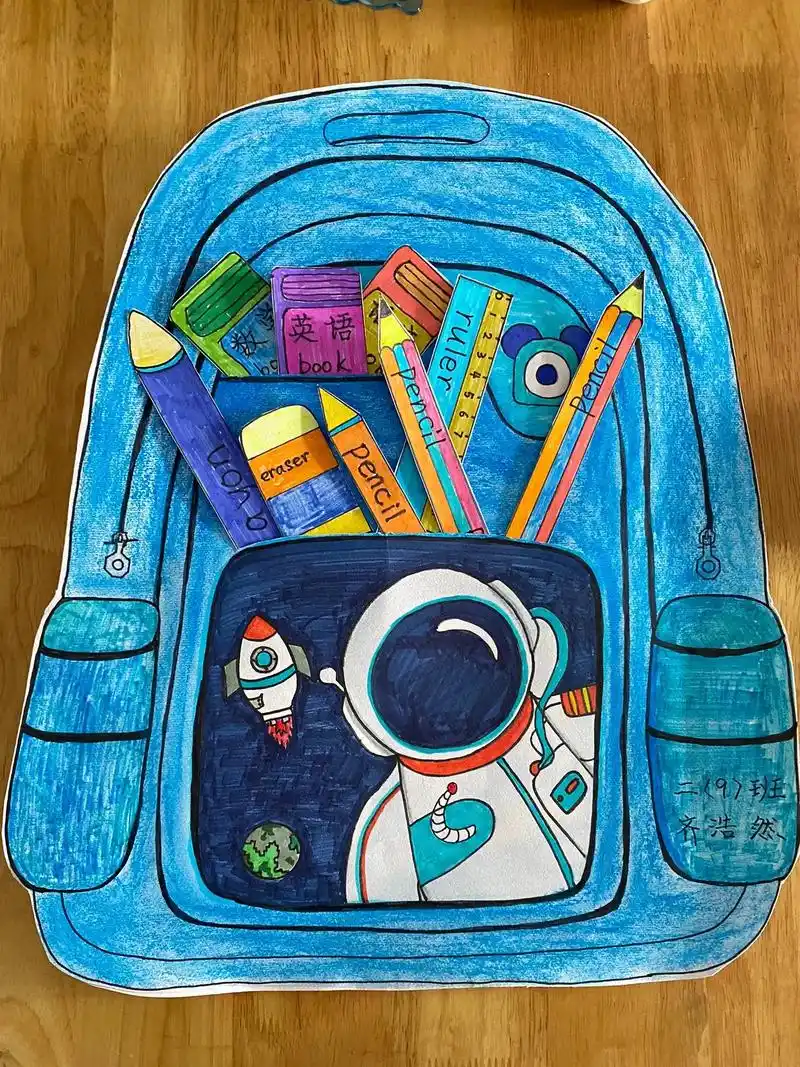 复制了一个书包,英语作业,文具主题手工.#原创绘画 #手工d - 抖音