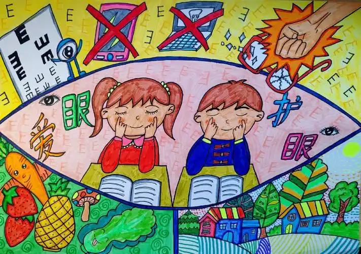 爱眼护眼主题画已参赛内含步骤图