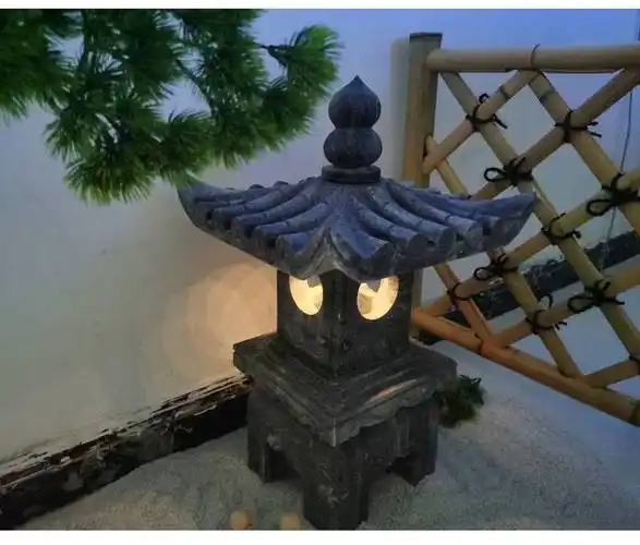 庭院太阳能石头灯太阳能石灯笼日式庭院石灯石雕仿古中式石头灯草坪灯