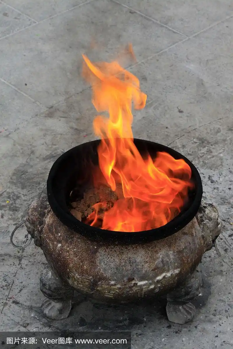 炉中的火焰,特写照片