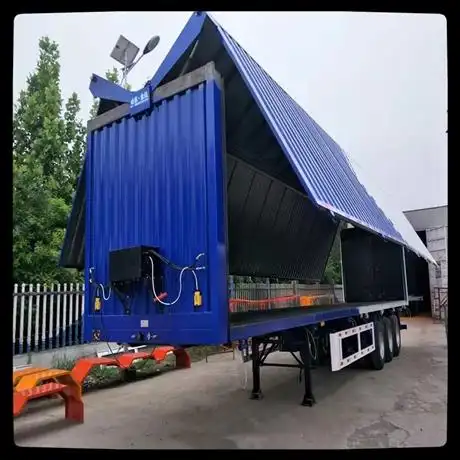 中集普菲特1375米展翼厢式半挂车飞翼集装箱运输车整体厢