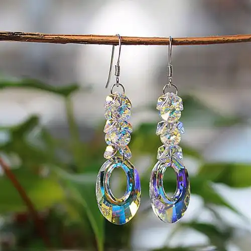 日韩气质耳环复古925银仿奥地利水晶太阳环耳坠耳饰超闪精致礼物