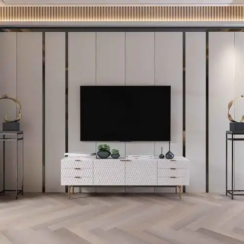 硬包电视背景墙轻奢现代简约金属边框客厅高档影视墙装饰卧室软包