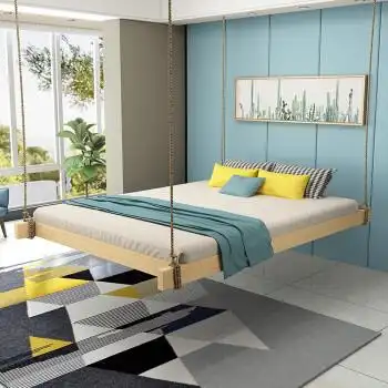 实木吊床家用卧室民宿秋千床酒店悬空床室内摇篮双人120200原木款包