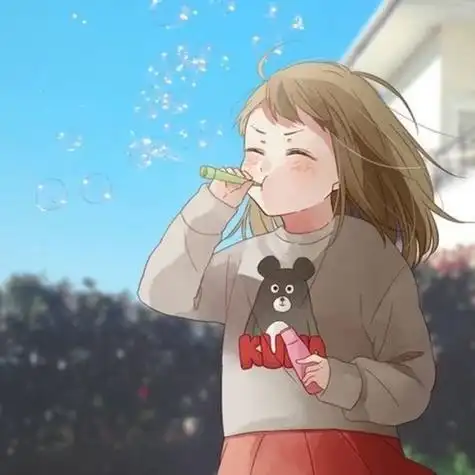 吹泡泡小女生漫画头像图片