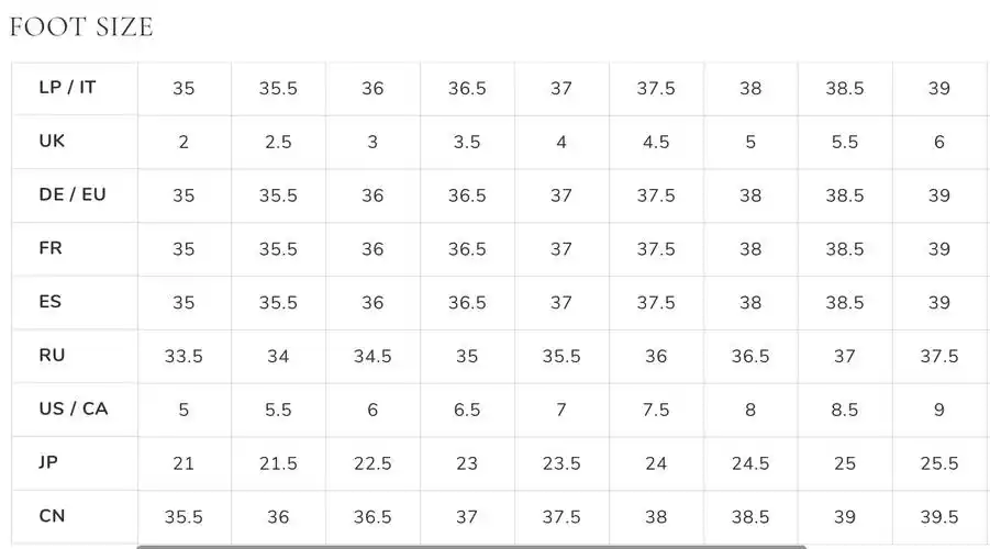 la perla女士鞋靴1尺码表