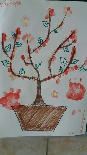 云门山街道北李幼儿园中二班手指印创意画