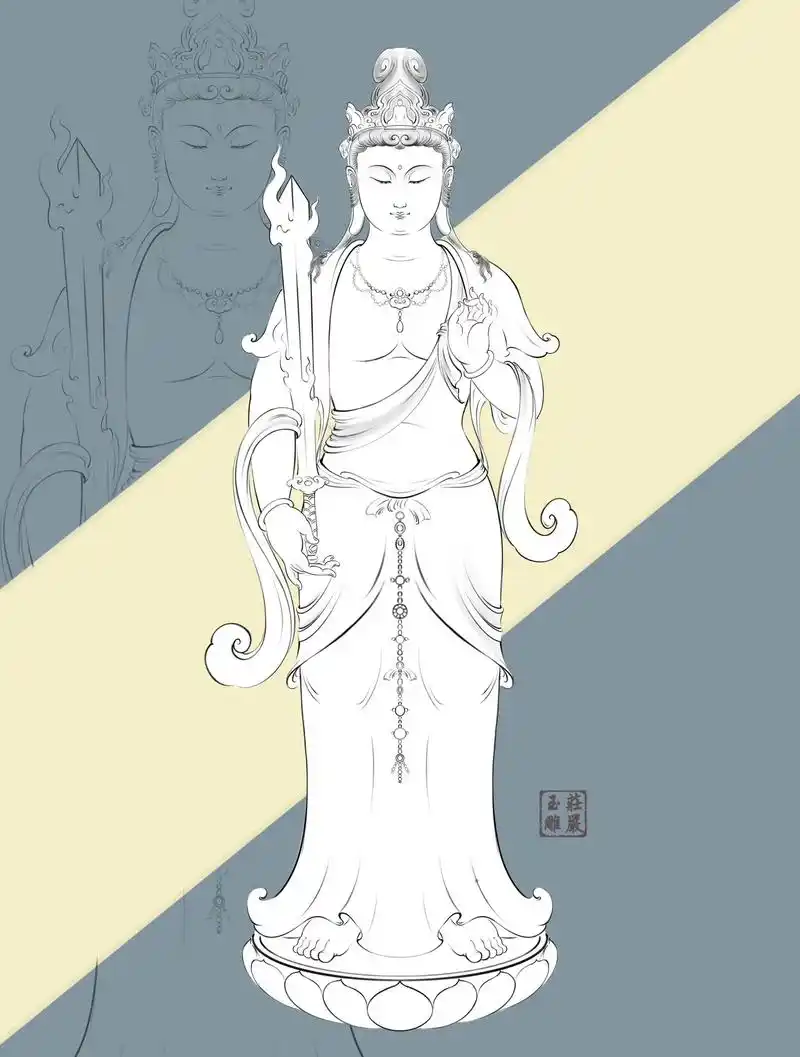 玉雕设计《虚空藏菩萨》手稿练习