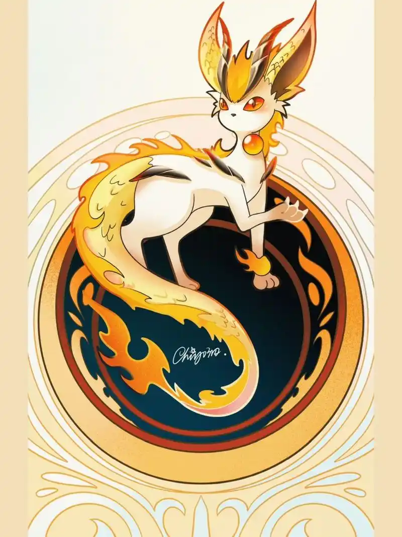 宝可梦同人|龙伊布 属性:龙 图鉴:拥有凝结着龙之能量的宝珠,是十分