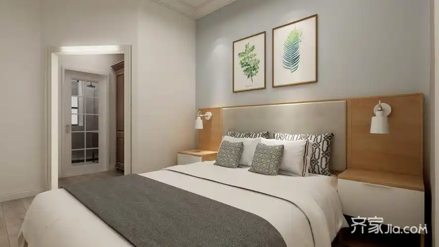 稍显静谧的主卧室选用灰色调的乳胶漆颜色,显示出主人的品味.