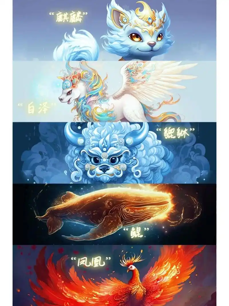 好运祥瑞神兽壁纸图!五大山海经萌宠神兽 ai绘画系列作品更新!