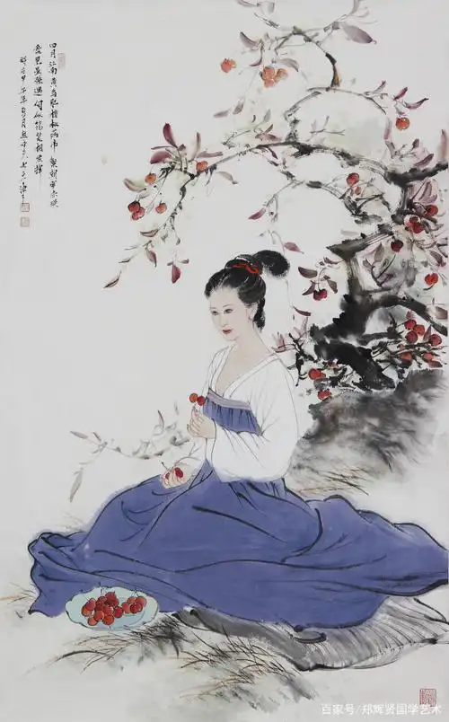 赵永夫的工笔仕女画作品,国色天香眉清秀目