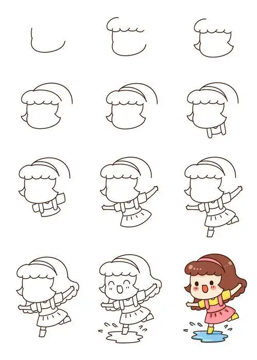 可爱古风小姑娘简笔画图片简笔画教程汉服小姑娘简笔画头发飘逸的小