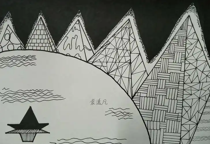 几何形体的联想——黑白装饰画(合肥市行知学校八年级19班作品展)