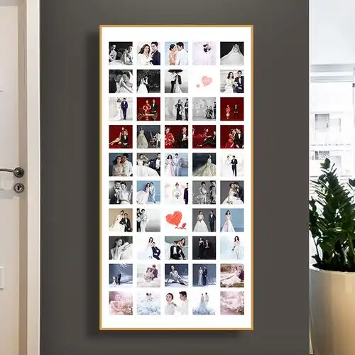婚纱照多宫格相框结婚照片墙放大尺寸挂墙玄关走廊装饰画时光 16宫格