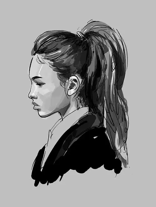 每日一画 7.3 侧面长发美女