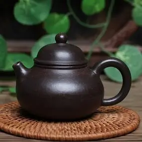 阳羡壶庄 宜兴名家纯全手工紫砂壶创意洗砂工艺茶壶 黑泥容天壶