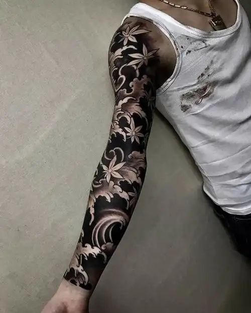 花臂纹身武汉老师傅纹身店铁木针刺青花臂纹身图案原创纹身图案湖北