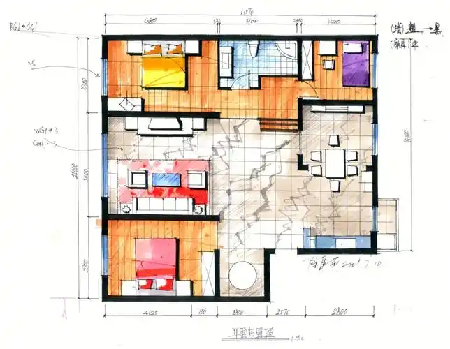 马克笔手绘平面图