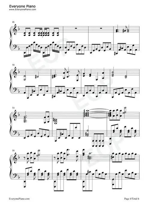 以父之名-完整版五线谱预览4-钢琴谱文件(五线谱,双手简谱,数字谱