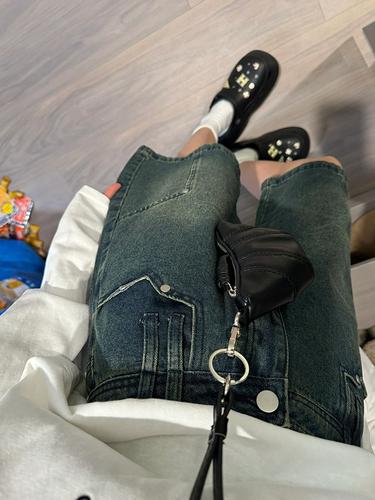 美式复古直筒牛仔裤五分裤大码女夏季新款宽松高腰五分阔腿短裤潮