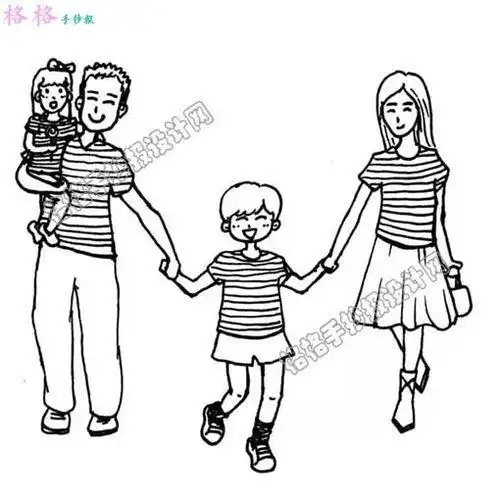 全家福简笔画四口之家全家福简笔画四口之家两个女孩