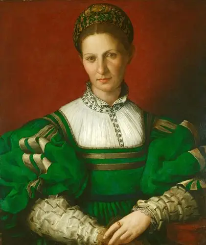 bronzino, portrait of   lady in green (c.