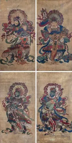 *1778 清 绢本彩绘四大金刚 (四件)