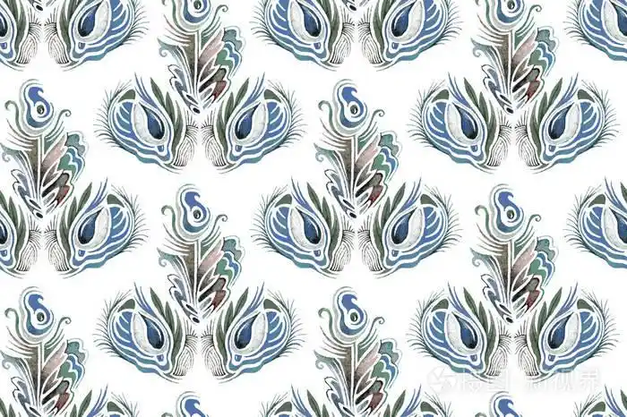 可用于纸张,包装,纺织品印刷.河马眼中的水彩图案