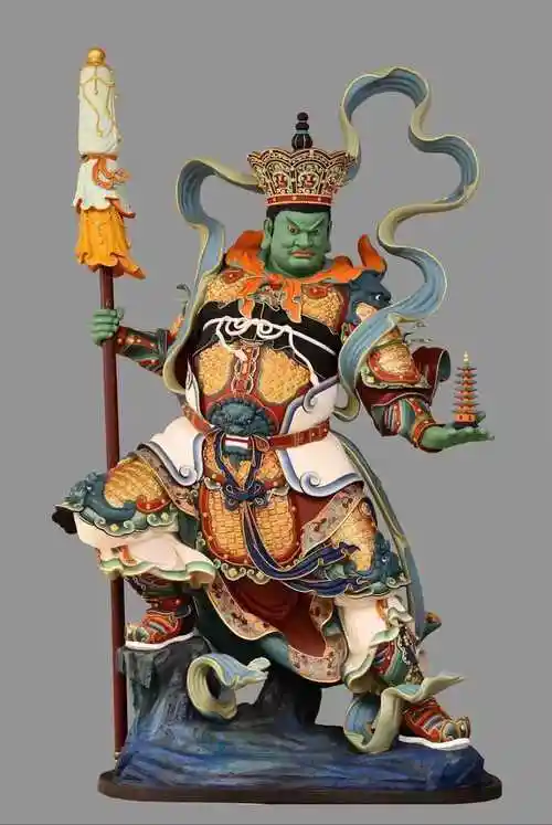 玻璃钢佛像批发 寺院神像四大天王彩绘贴金灵盛工艺