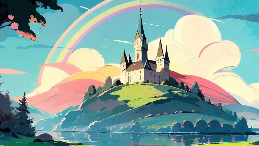 童话背景图,探索神秘的城堡与彩虹🌈