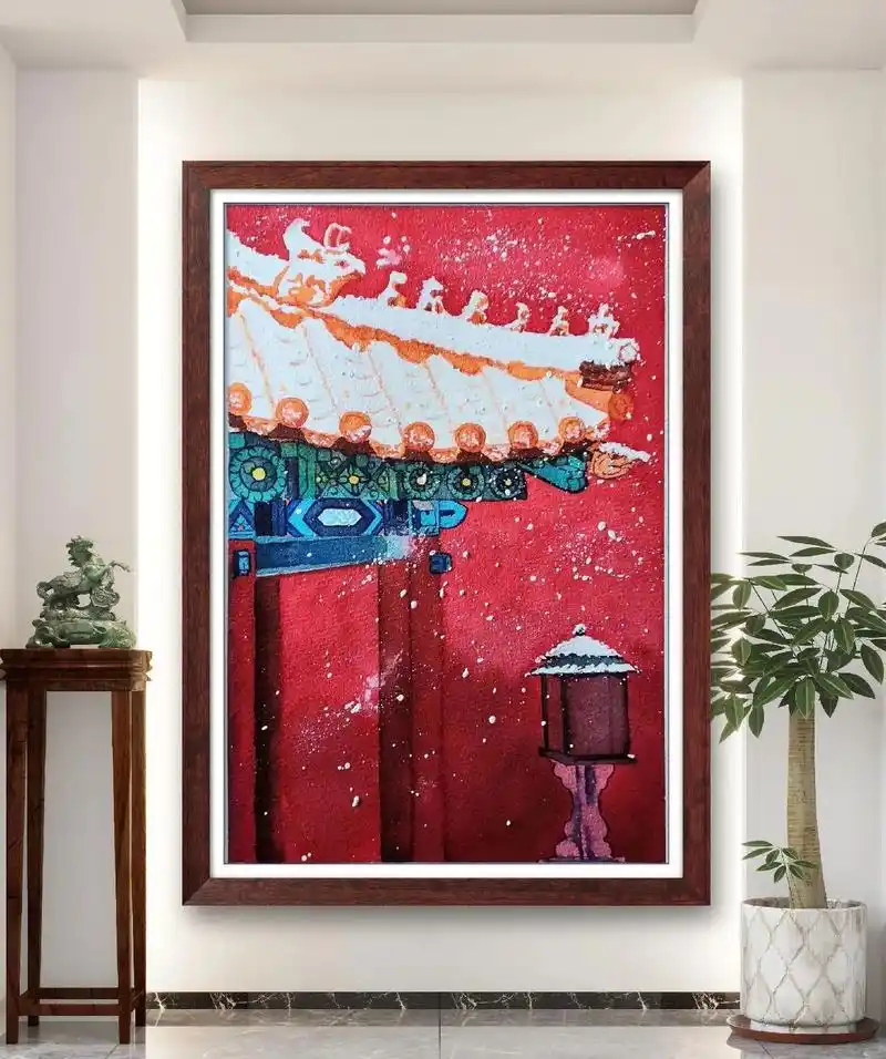 故宫的雪～水彩画 - 抖音