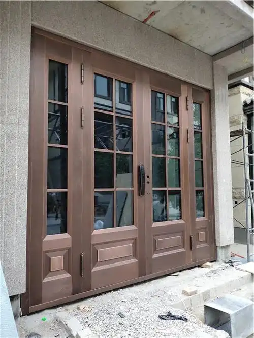 运城别墅玻璃入户对开纯铜门 单开铜门