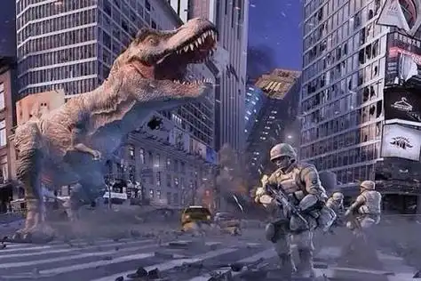 恐龙破坏城市的简笔画