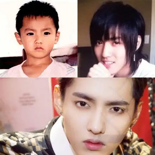 而吴亦凡也有过非主流时期,不过看他小时候的照片,还是和现在很夏的