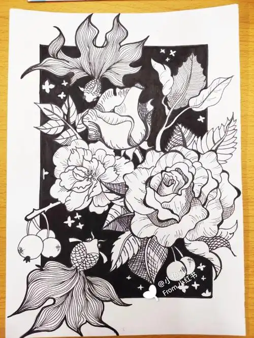 线描黑白装饰画