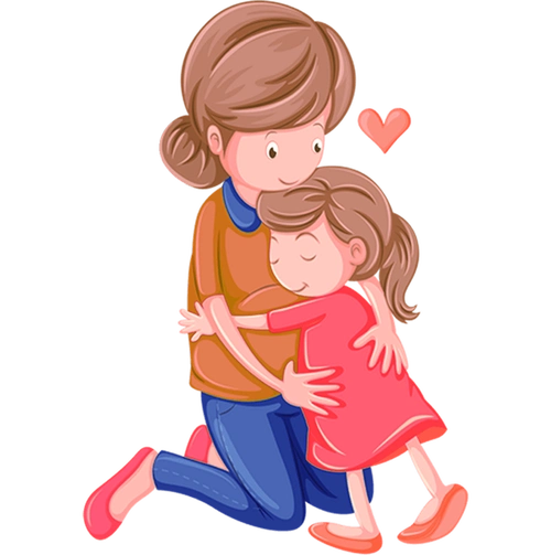 妈妈拥抱儿子的简笔画卡通