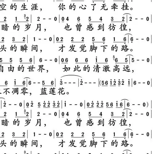 蓝莲花简谱-许巍-歌唱的是希望和自由