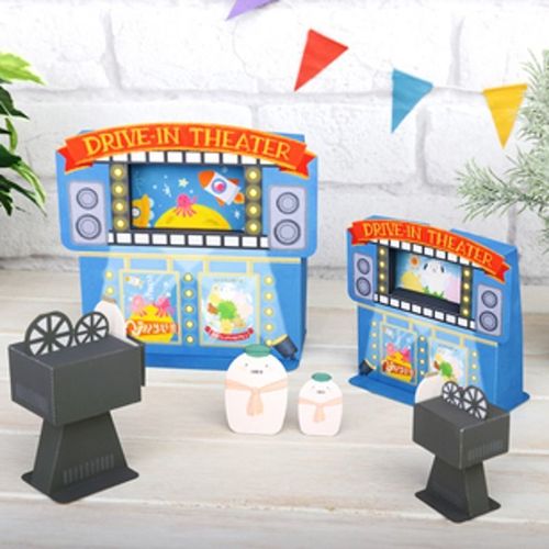 益智手工diy小屋场景自动售货机摩天轮3d折纸拼装玩具可动纸模型