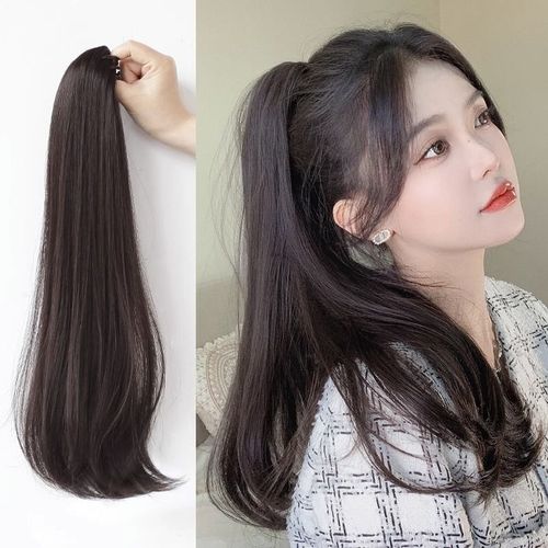马尾假发女长抓夹式网红仿真高马尾轻薄层次公主烫微卷自然马尾辫