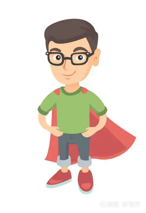 白种人勇敢的男孩,穿着超级英雄的服装