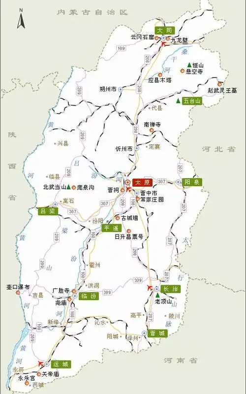 [景点简介]山西旅游景点地图