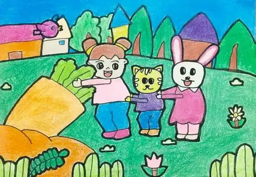 拔萝卜四年级绘画