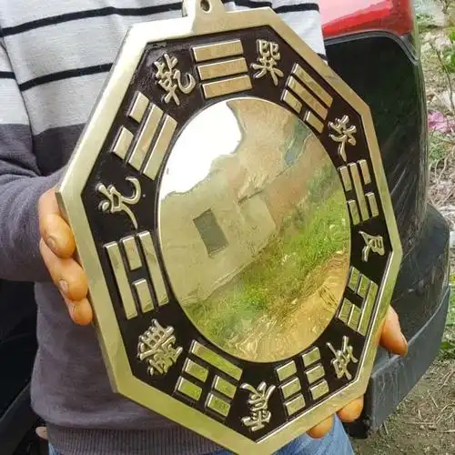 风水铜器纯铜太极八卦镜凸鱼 凸镜镇宅辟邪家居装饰品